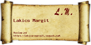 Lakics Margit névjegykártya